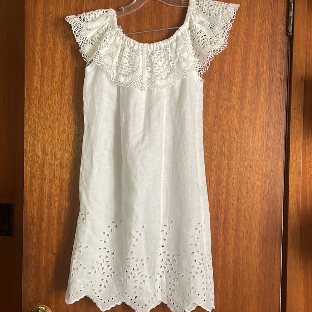 Handmade linen & lace dress from Italy
